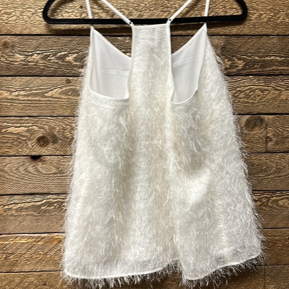J Crew White Fluffy Tank Top Size 10 - Picture 6 of 6